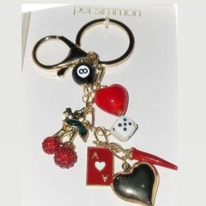 ♥️🔹️Persimmon🔹️ Embellished Keychain Bag Charm with playful charms